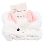 Haartrockenkappe aus Mikrofaser mit Katzen-Design und Schleife (Weiß/Rosa)