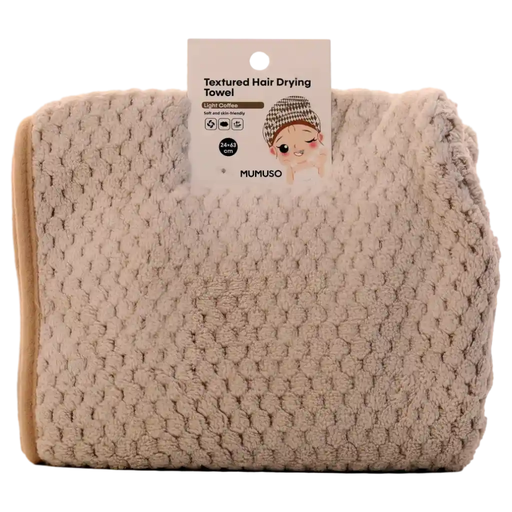 Strukturiertes Mikrofaser-Haartrockentuch für schnelles Trocknen (Hellkaffee/Pastell)