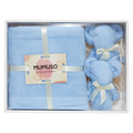 3-teiliges Handtuch Geschenkset mit Bär-Design, 1 Badetuch + 2 Gesichtstücher (Blau)