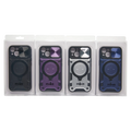 Handyhülle mit Schiebefenster und Ringhalter für iPhone 15 aus PC+TPU (Schwarz/Lila/Silber/Blau)
