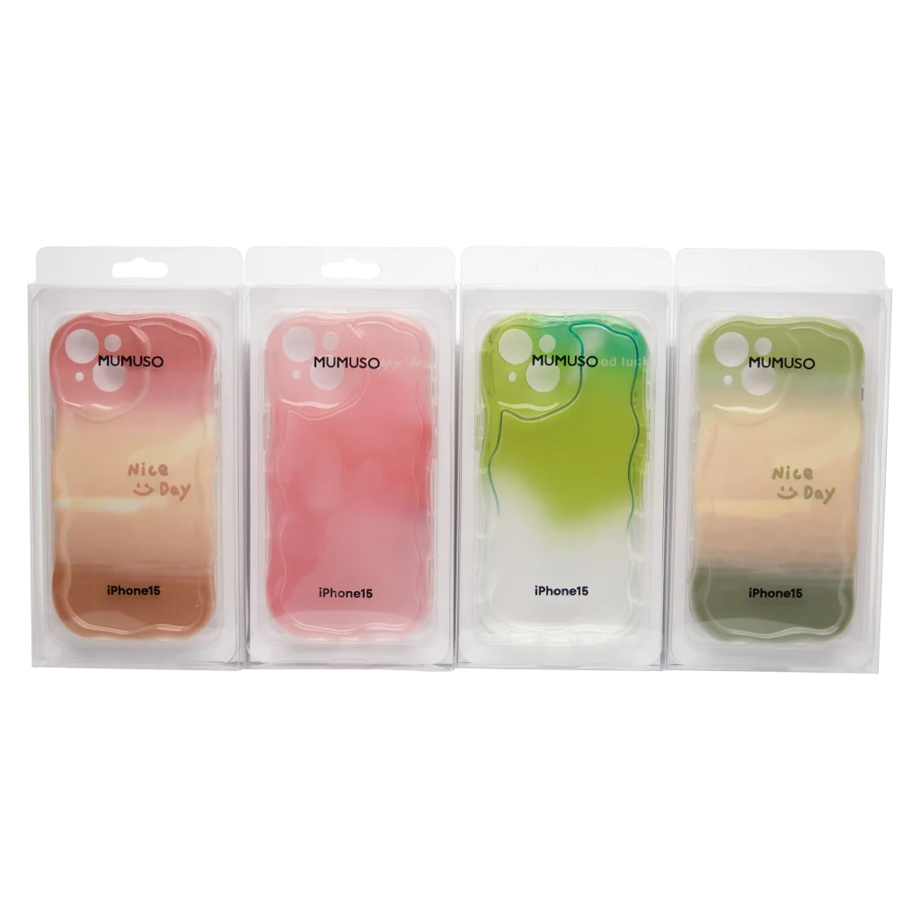 Handyhülle aus TPU mit Farbverlauf-Design für iPhone 15 (Rosa/Beige/Grün/Pink)