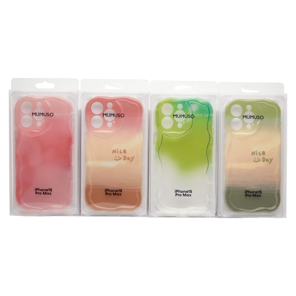 Handyhülle aus TPU mit Wellen-Design für iPhone 15 Pro Max (Rosa/Beige/Grün)