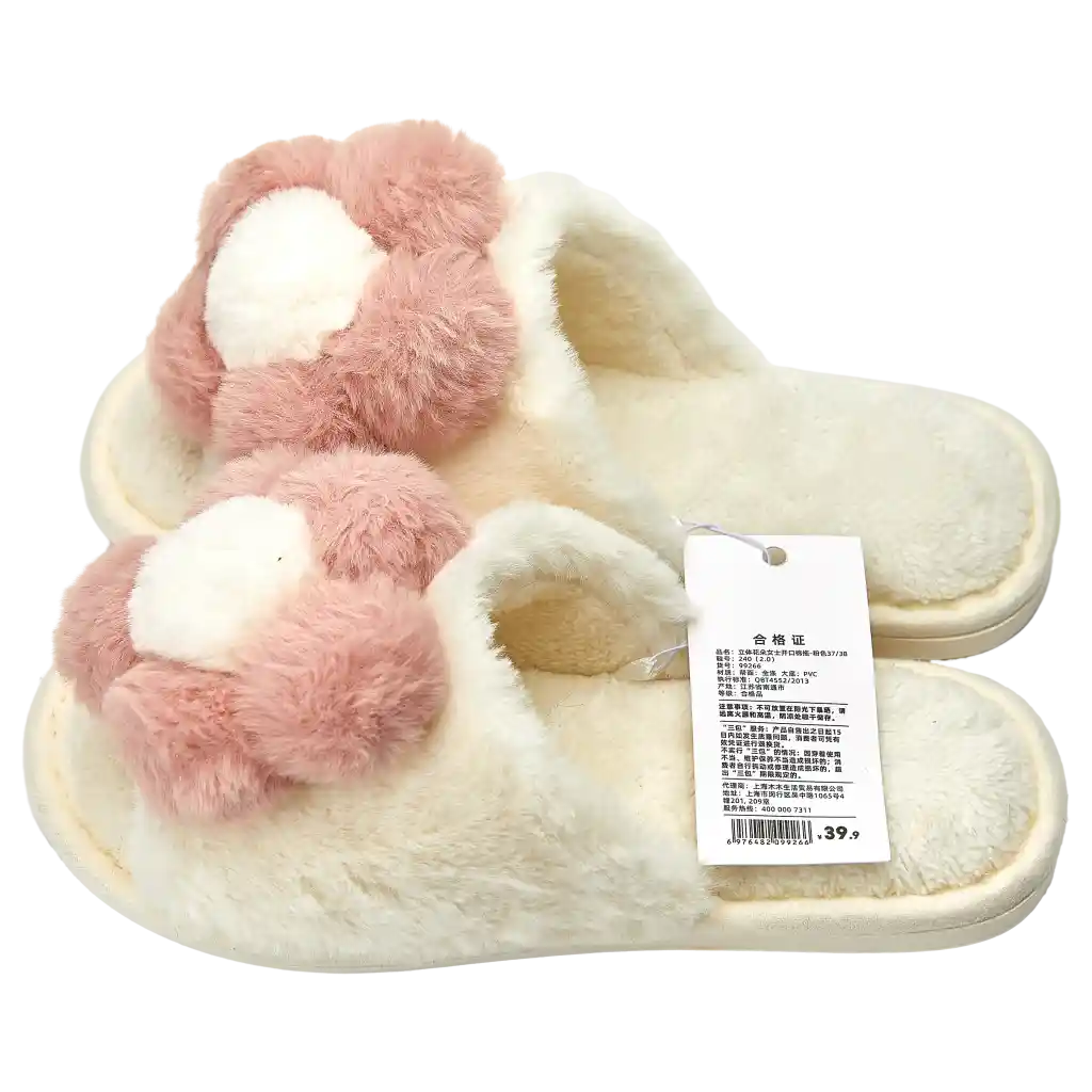 Damen Hausschuhe mit 3D-Blumendesign, Gr. 39-40 (Pink)