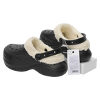 Hausschuhe mit Plüschfutter, Winter-Clogs Damen (Schwarz, 37-38)