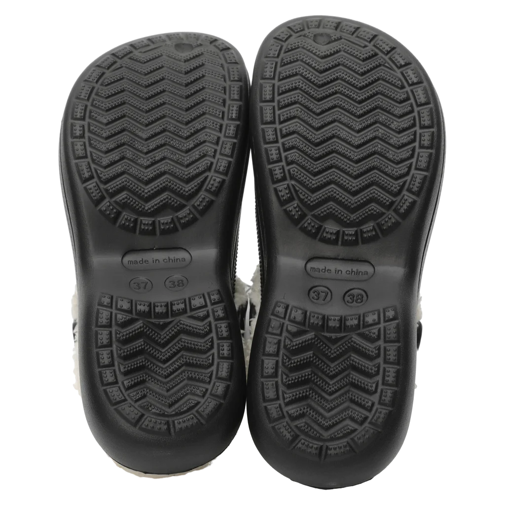 Hausschuhe mit Plüschfutter, Winter-Clogs Damen (Schwarz, 37-38)
