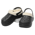 Hausschuhe mit Plüschfutter, Winter-Clogs Damen (Schwarz, 37-38)
