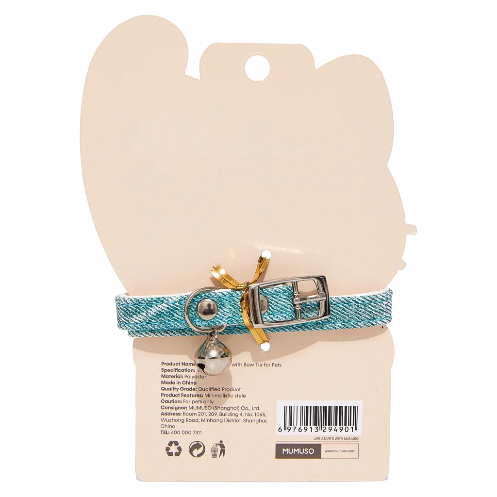 Haustierhalsband aus Polyester mit Schleife (Türkis)