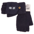 Strickhandschuhe mit Klappfunktion, Rautenmuster-Design (Blau)