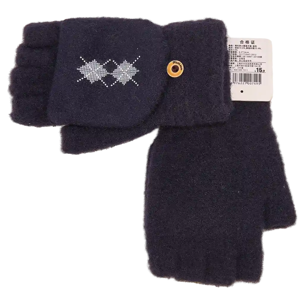 Strickhandschuhe mit Klappfunktion, Rautenmuster-Design (Blau)