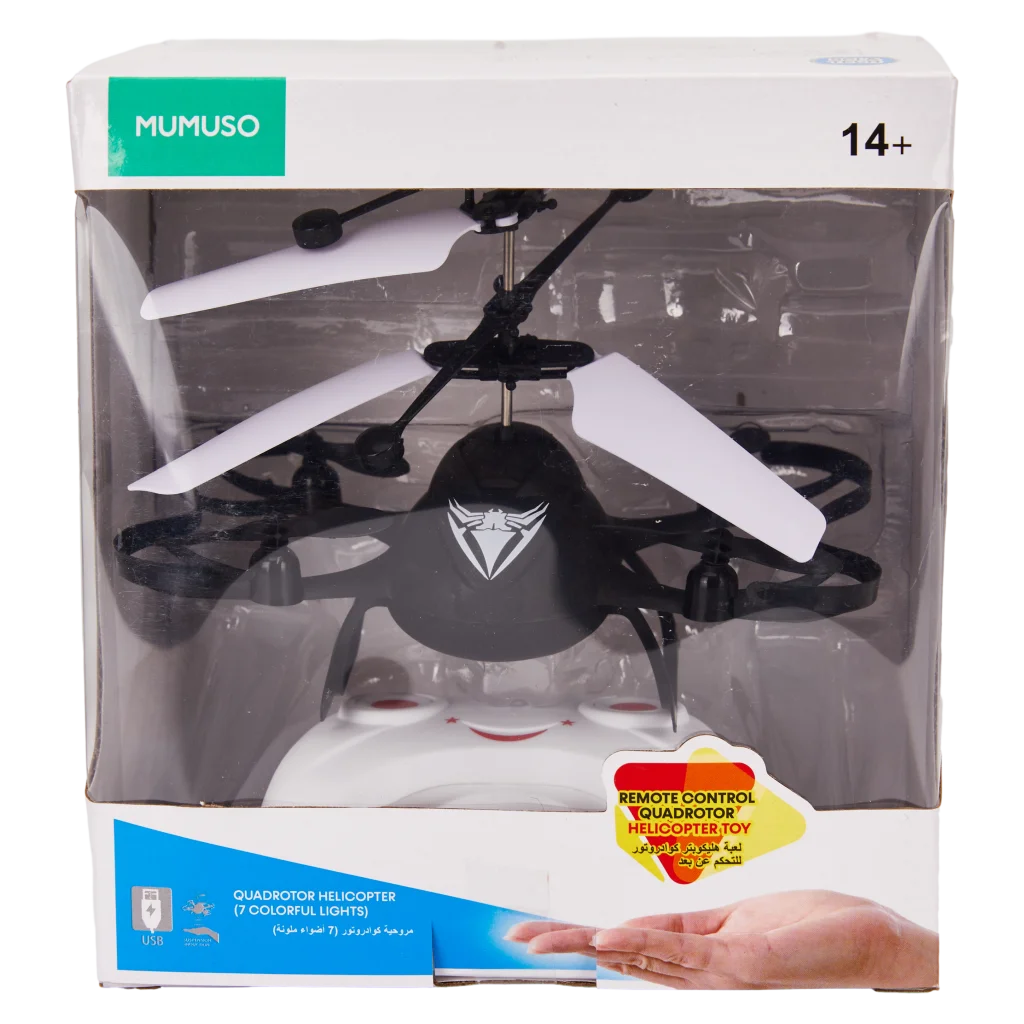 Induktions-Quadrocopter aus Polypropylen mit Dual-Modus-Fernbedienung (Schwarz/Weiß)
