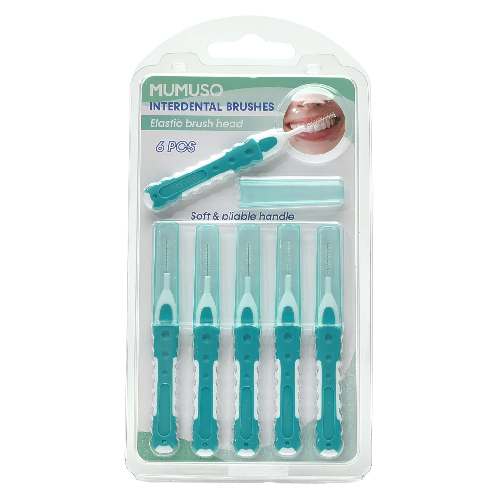 6er-Pack Interdentalbürsten I-förmig, flexible Soft-Griffe (Türkis/Weiß)