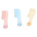 Kamm mit breiten Zähnen und Blumen-Design für Haarpflege (Gelb/Rosa/Blau)