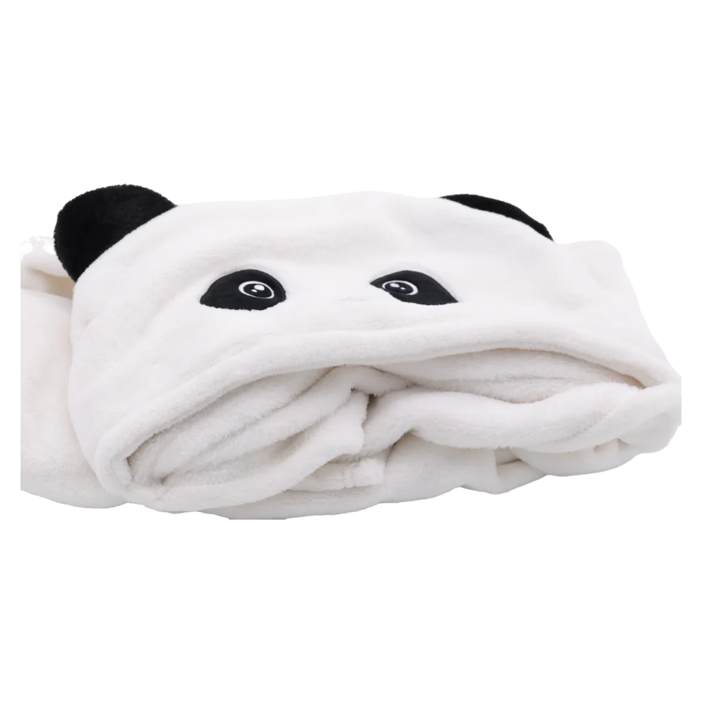 Kapuzenhandtuch aus Polyesterfaser mit Panda-Design (Weiß/Schwarz)