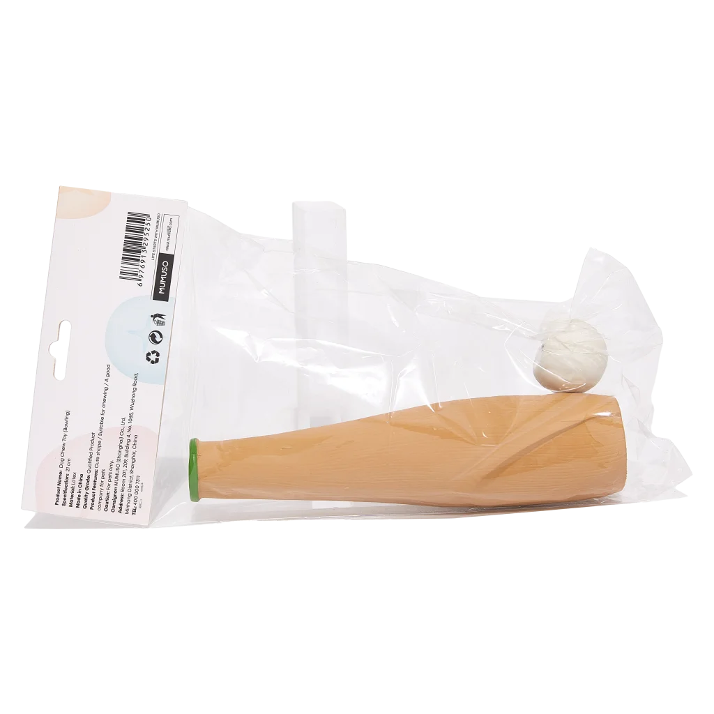Kauspielzeug aus Naturkautschuk für Hunde im bowlingähnlichen Design (Beige)