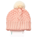 Gestrickte Kinder Wintermütze mit Bommel (Rosa)