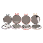 Runder Klappspiegel aus Kunstleder mit Tier-Design (Grau/Blau/Rosa/Beige), handlich
