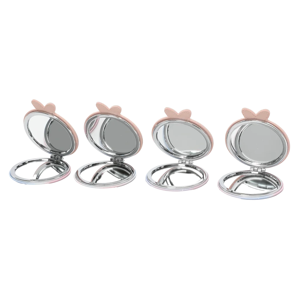 Runder Klappspiegel aus Kunstleder mit Tier-Design (Grau/Blau/Rosa/Beige), handlich