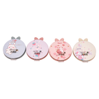 Runder Klappspiegel aus Kunstleder mit Tier-Design (Grau/Blau/Rosa/Beige), handlich