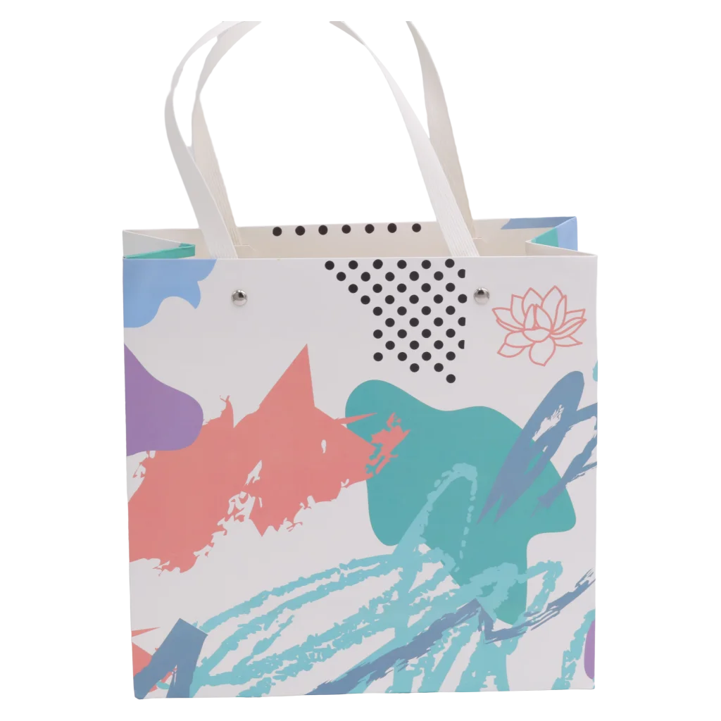Kleine Geschenktragetasche aus Papier mit abstraktem Print (Mehrfarbig)