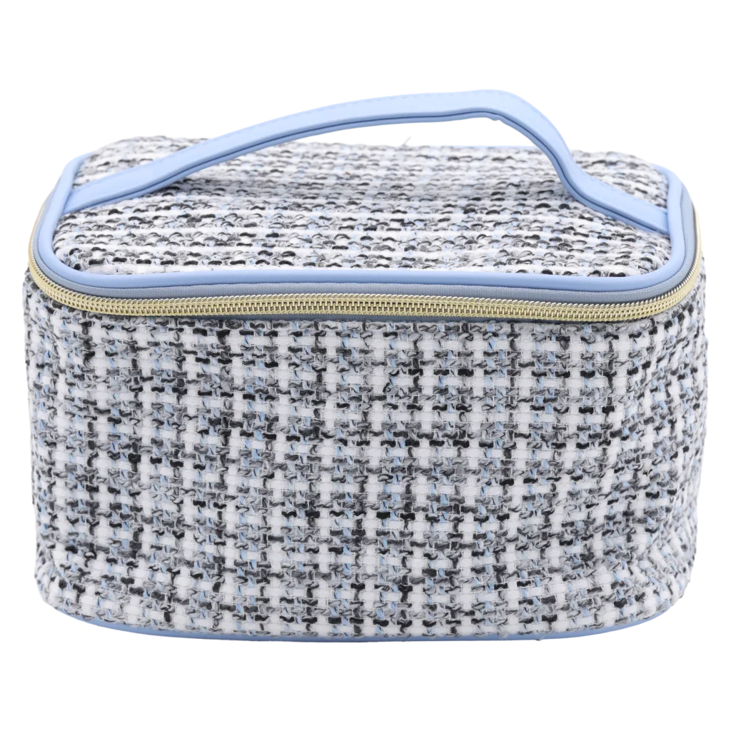 Kosmetiktasche aus Jacquardgewebe mit Reißverschluss (Blau)