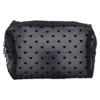 Rechteckige Kosmetiktasche aus Nylon mit Herzchen-Design (Schwarz)