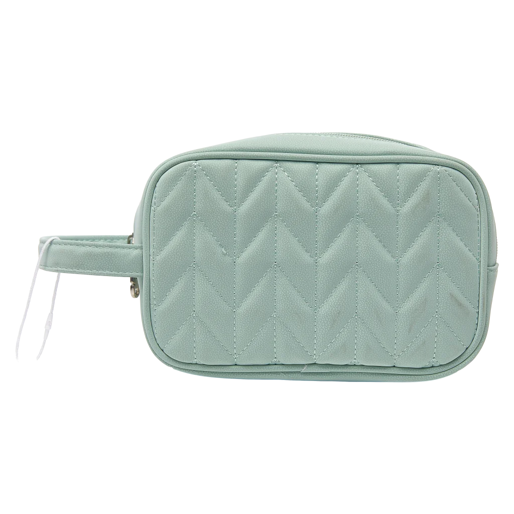 Kosmetiktasche aus Weich-PVC mit Chevron-Design (Grün), kompakt und leicht