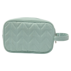 Kosmetiktasche aus Weich-PVC mit Chevron-Design (Grün), kompakt und leicht
