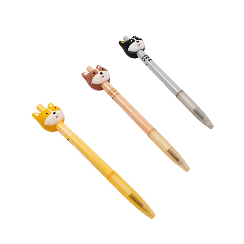 Retractable Kugelschreiber mit Corgi-Design (Gelb/Grau/Braun)