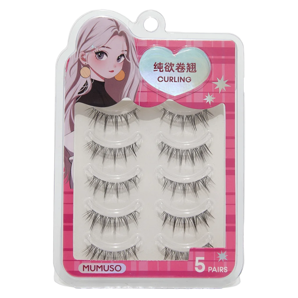 Curling False Eyelashes With Glue, 5 pcs,
