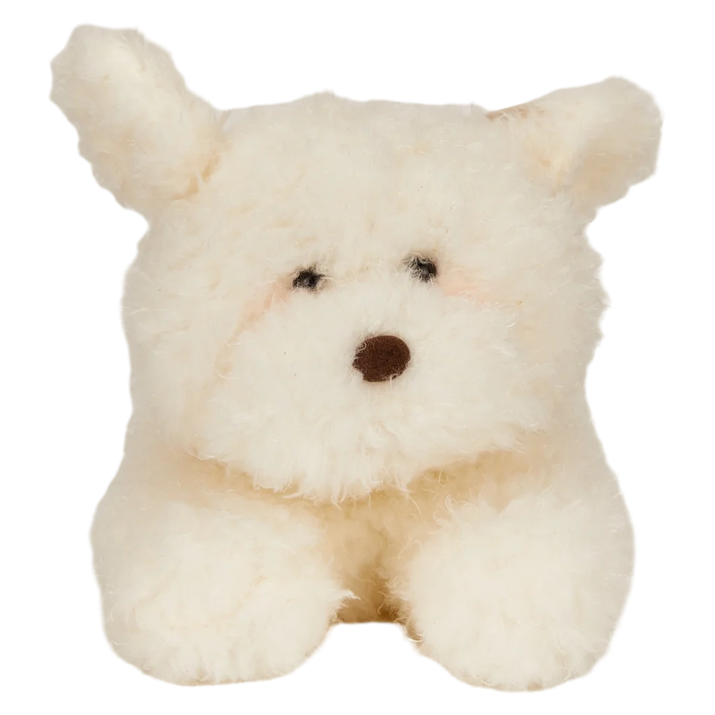 Kuschelkissen Hund, Plüschkissen 40 cm mit Hund-Design (Weiß)