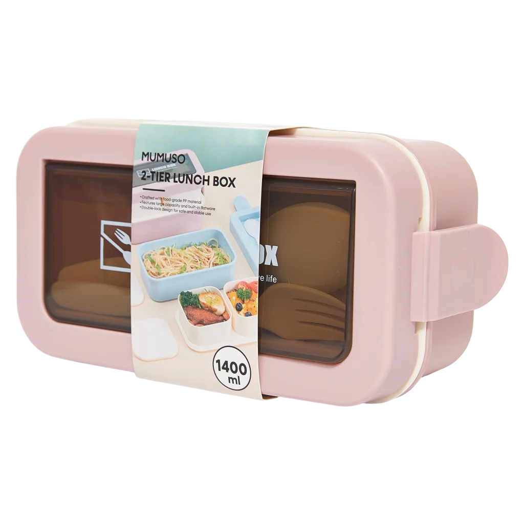 2-teilige Lunchbox aus Polypropylen, 1400 ml (Rosa)