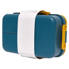 Tragbare Lunchbox aus Weizenfaser mit Besteckfach (Blau/Gelb)
