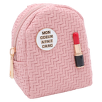 PVC-Münzportemonnaie mit Schlüsselanhänger und Lippenstift-Design (Rosa)