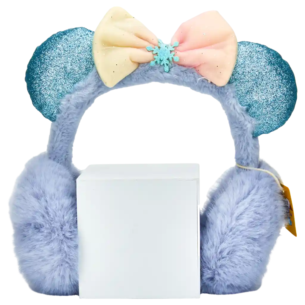 Flauschige Kinder Ohrenschützer mit Glitzer-Schleife (Blau)