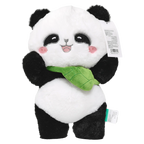 Panda Plüschtier stehend, 32 cm mit Blatt-Design (Schwarz/Weiß/Grün)