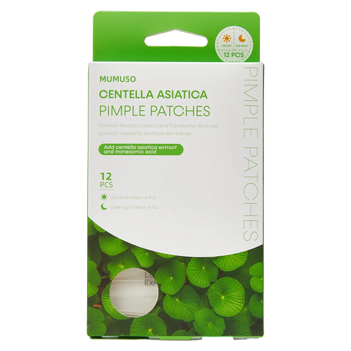 12-teiliges Pimple Patch Set Centella Asiatica für Tag und Nacht, transparent