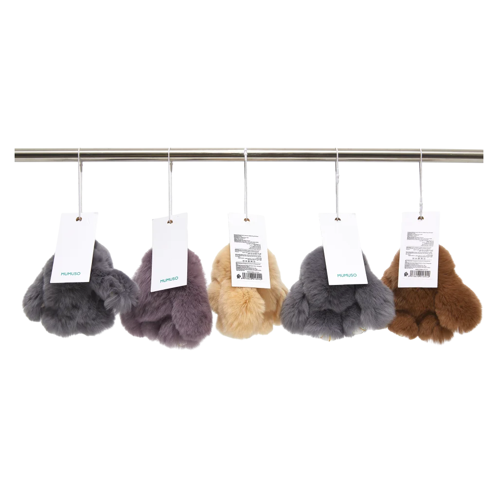 Plüsch Anhänger im Kaninchen-Design aus Orylag®-Fell (Braun/Grau/Creme/Lila/Dunkelgrau)