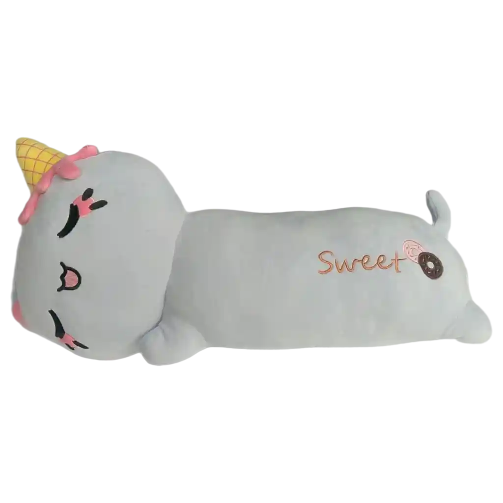 Kuscheltier Kissen Katze mit Eis-Design, 110 cm (Grau)