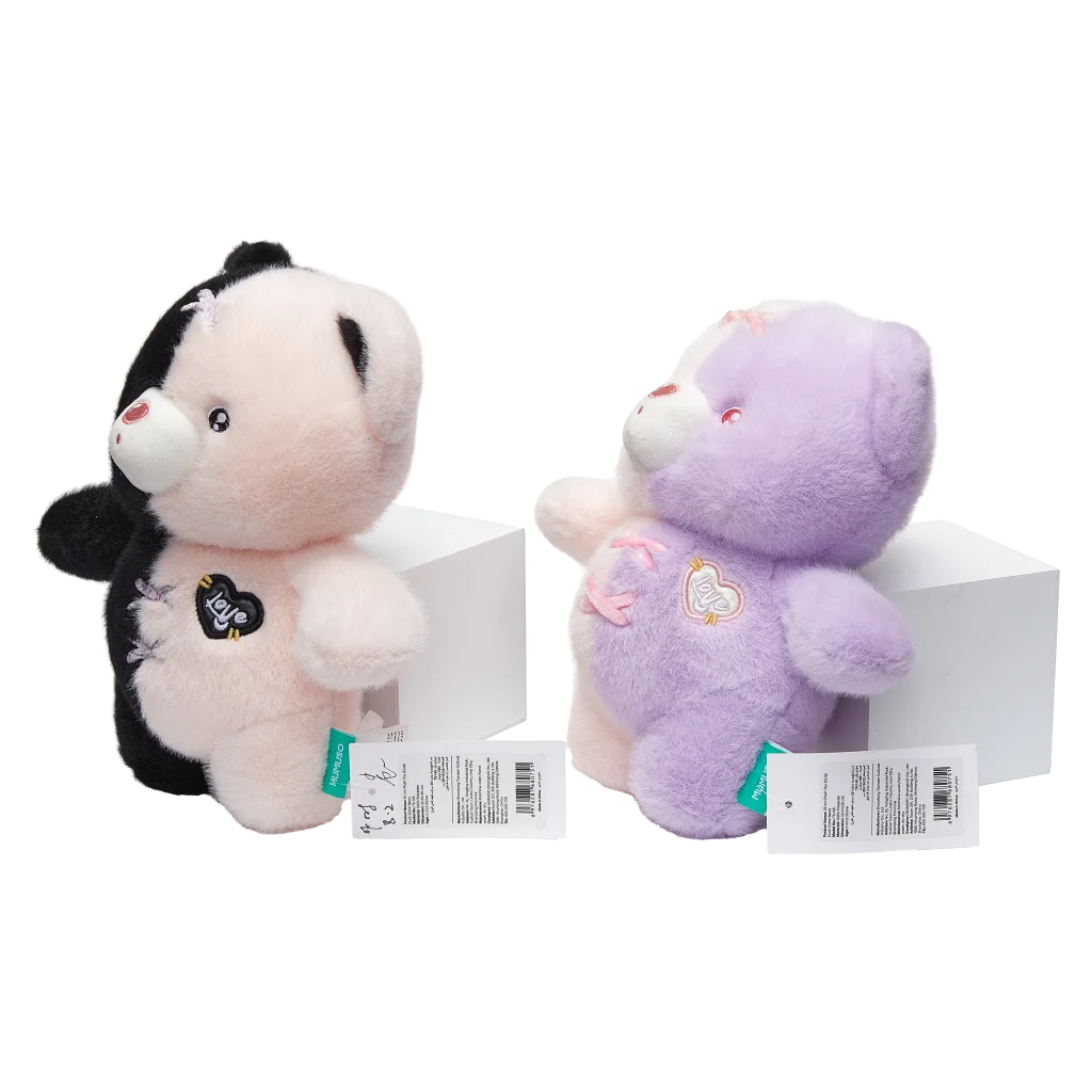 Plüschtier Bär, 25 cm mit Dual-Color-Design (Schwarz/Beige/Lila)