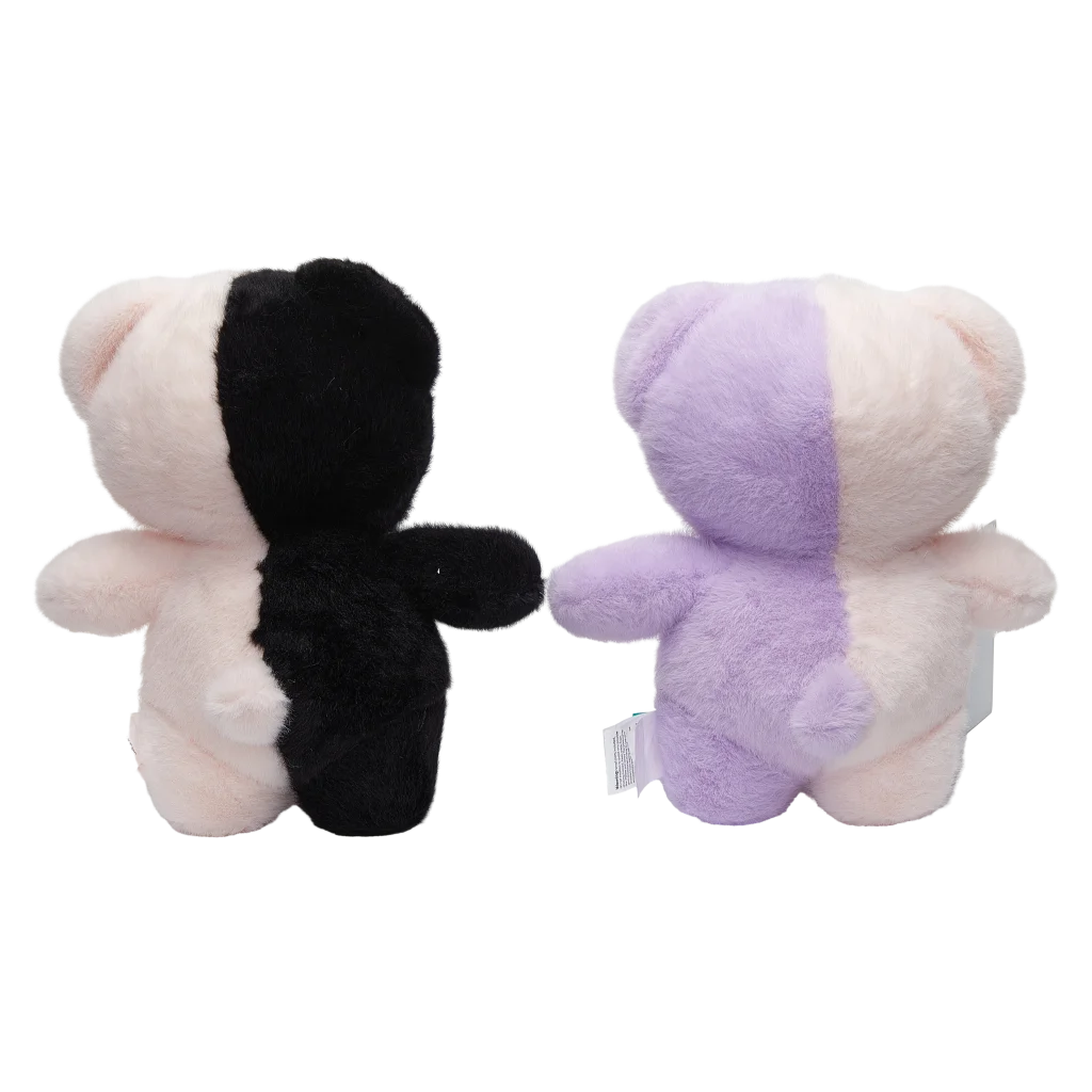 Plüschtier Bär, 25 cm mit Dual-Color-Design (Schwarz/Beige/Lila)