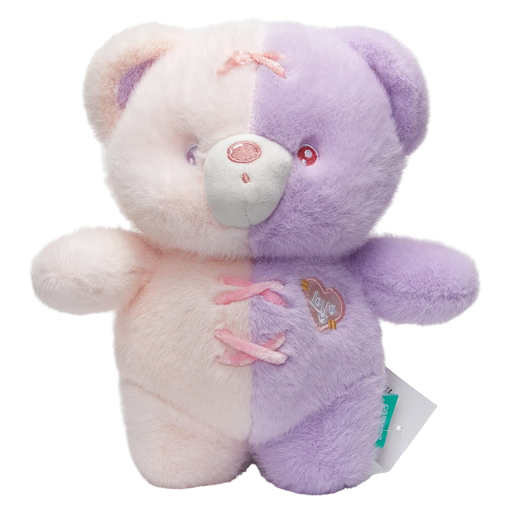 Plüschtier Bär, 25 cm mit Dual-Color-Design (Schwarz/Beige/Lila)