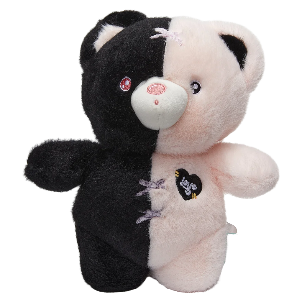 Plüschtier Bär, 25 cm mit Dual-Color-Design (Schwarz/Beige/Lila)