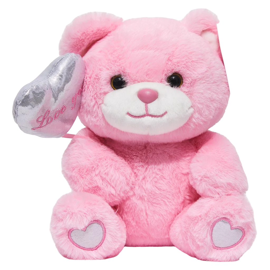 Plüschtier Bär mit Herz-Design, 25 cm (Rosa)