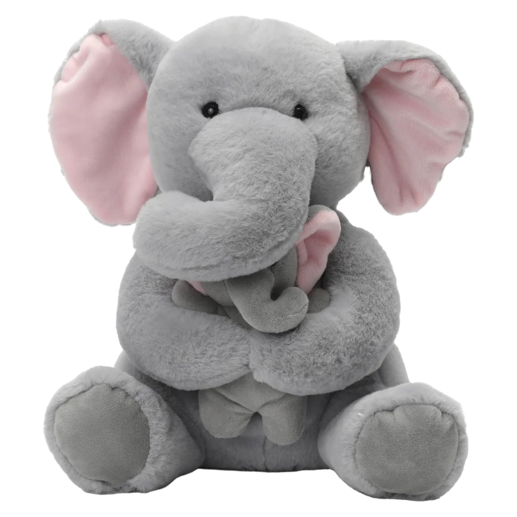 Plüschtier aus Polyester, Elefant mit Design, 27 cm (Grau/Rosa)