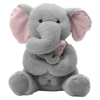 Plüschtier aus Polyester, Elefant mit Design, 27 cm (Grau/Rosa)