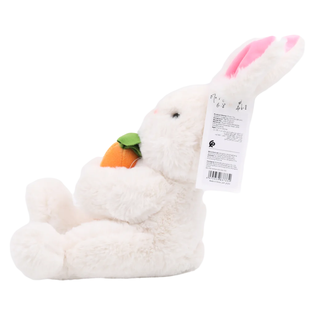 Plüschtier Hase mit Karotten-Design, 28 cm (Weiß)