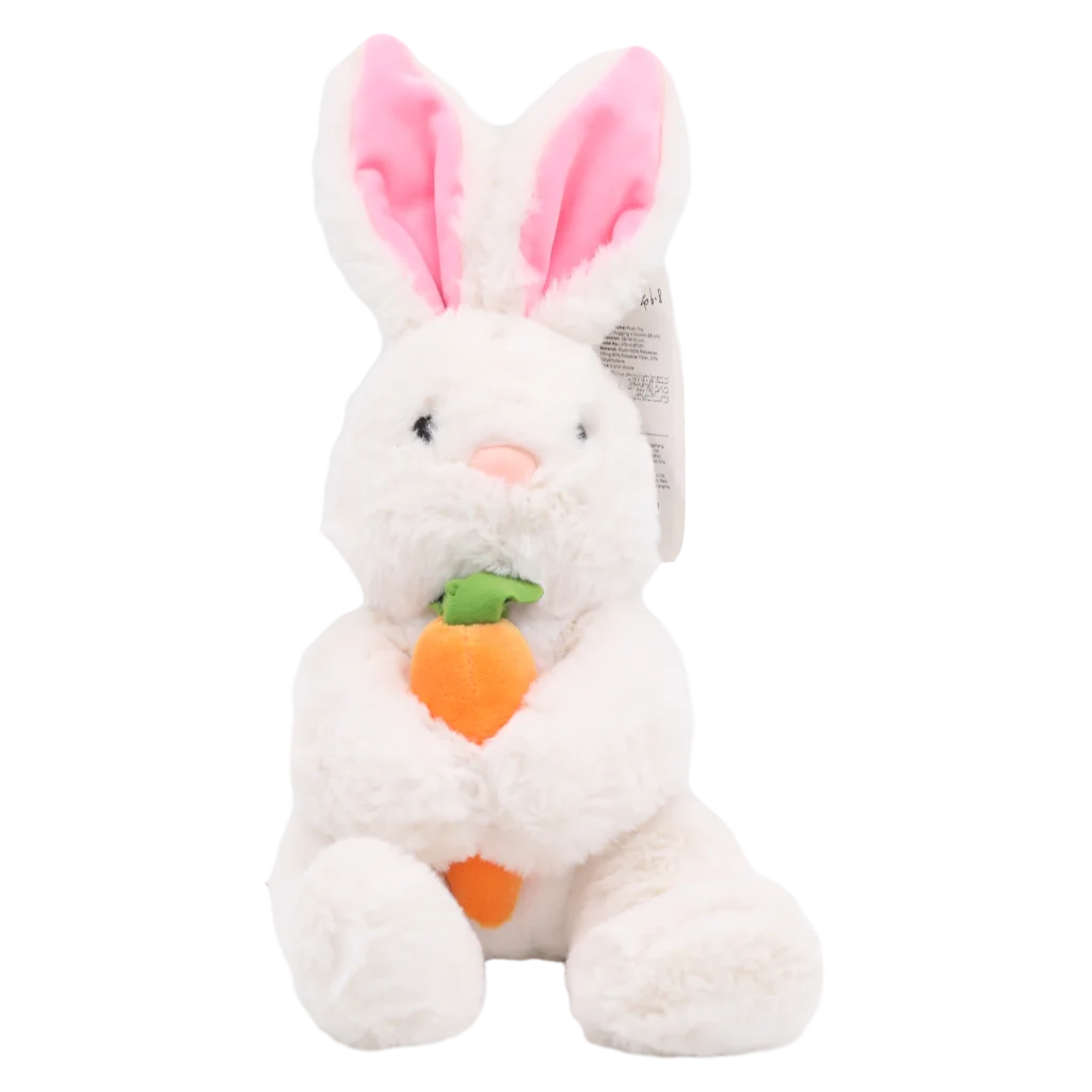 Plüschtier Hase mit Karotten-Design, 28 cm (Weiß)