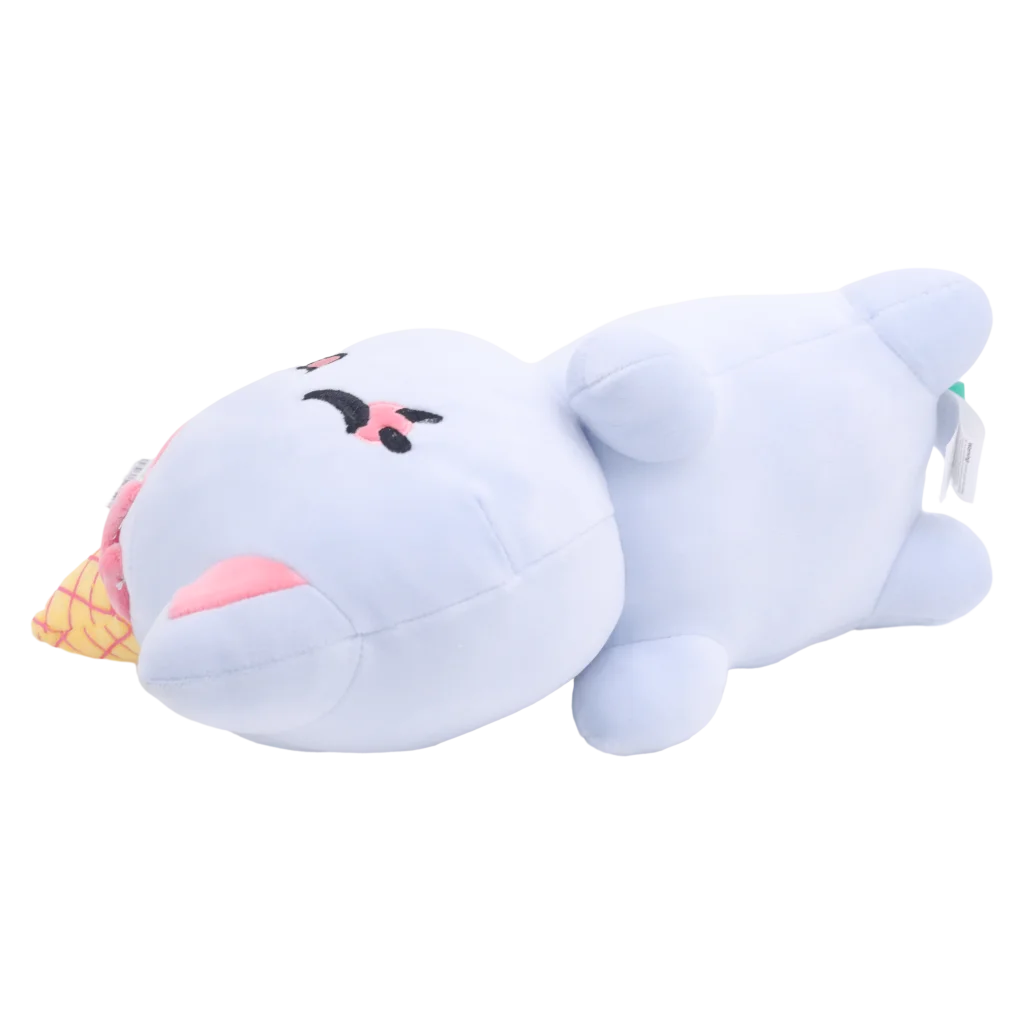 Plüschtier Katze als Kissen, 35 cm mit Eiscreme-Design (Blau)