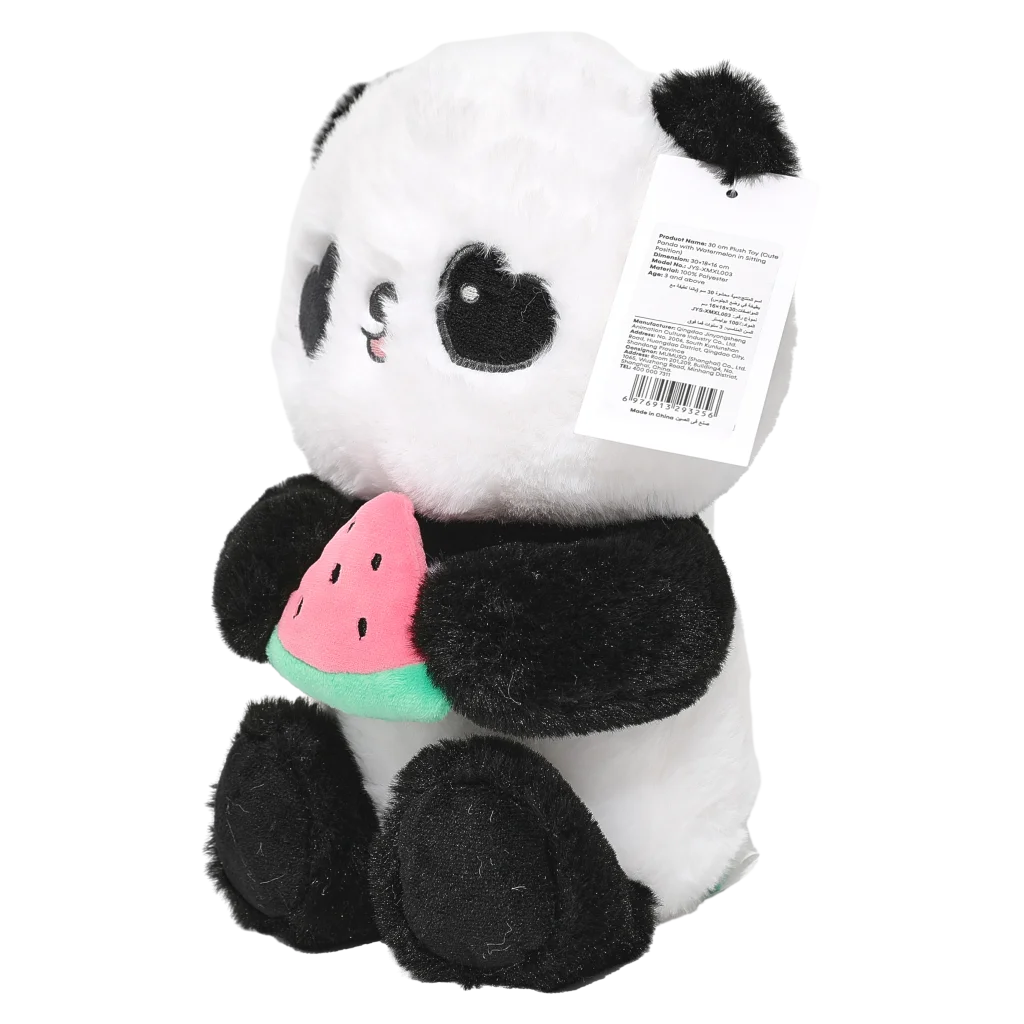 Plüschtier Panda, 30 cm, mit Wassermelonen-Design (Schwarz/Weiß)
