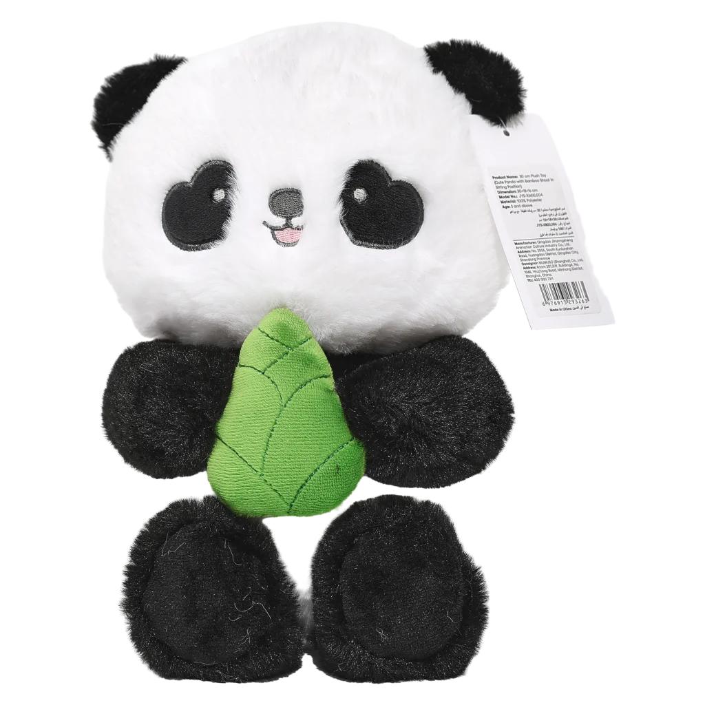 Plüschtier Panda mit Bambus-Design, 30 cm (Schwarz/Weiß)
